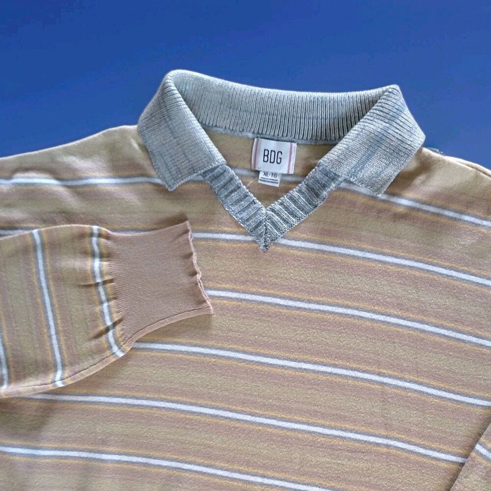 BDG Urban Outfitters Oversized Polo Striped Sweater Pullover NWT Cozy Soft